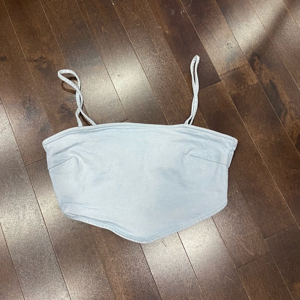 Pale blue denim tank top